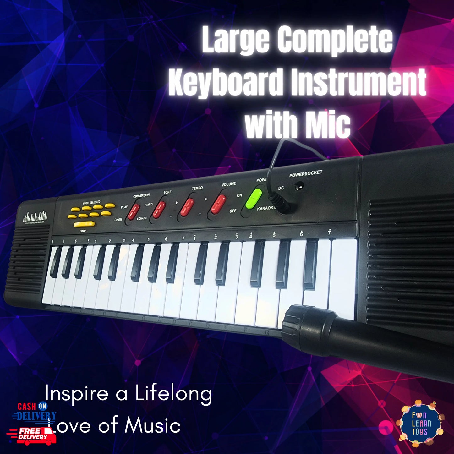Large Complete Keyboard Instrument with Mic - The Ultimate Musical Instrument for Kids