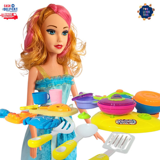 Large Kitchen Set & XL-Sized Doll Kitchen Partner - Inspire Creative Learning Through Role Play